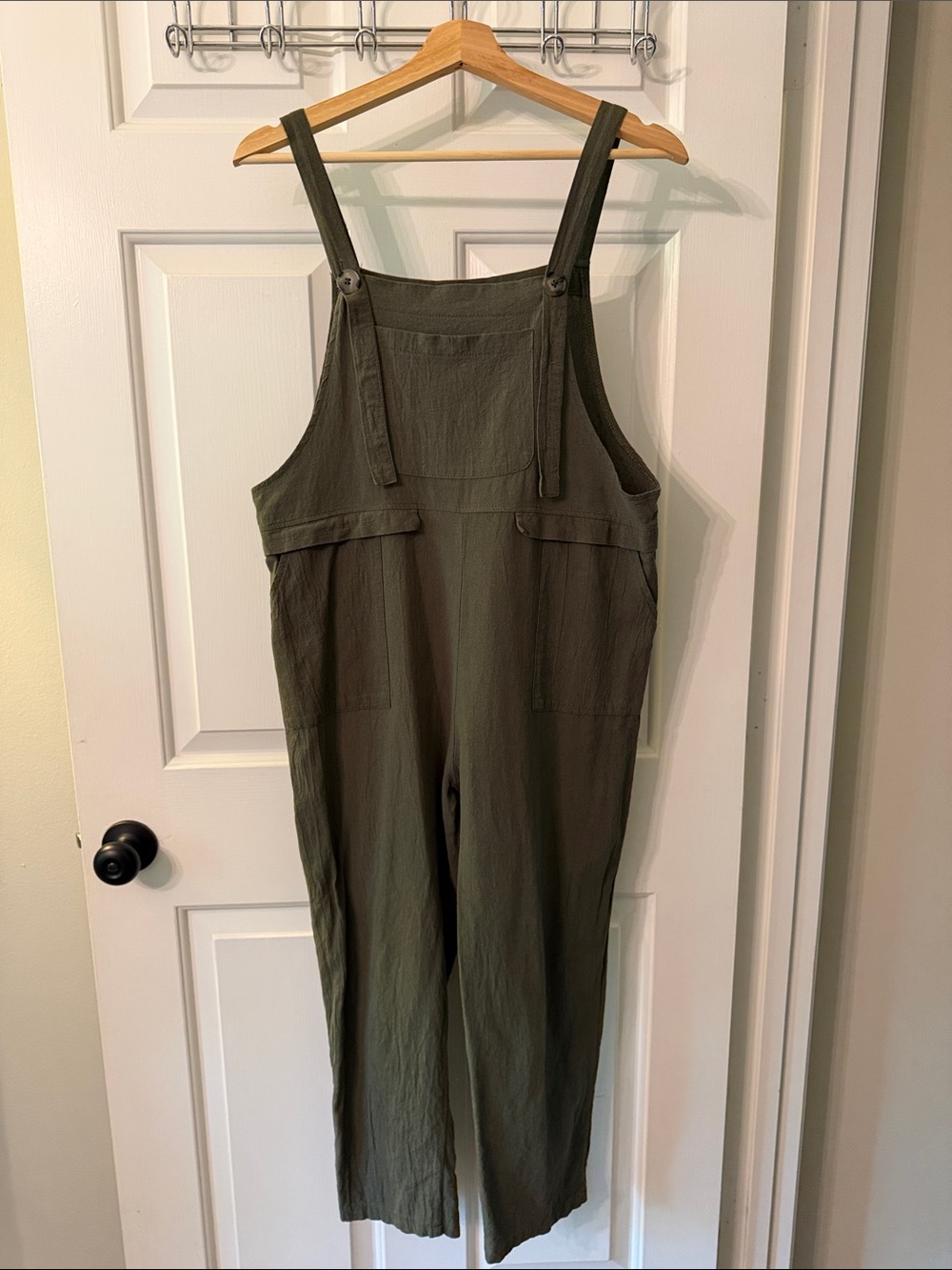 Casual Olive Green Utility Overalls